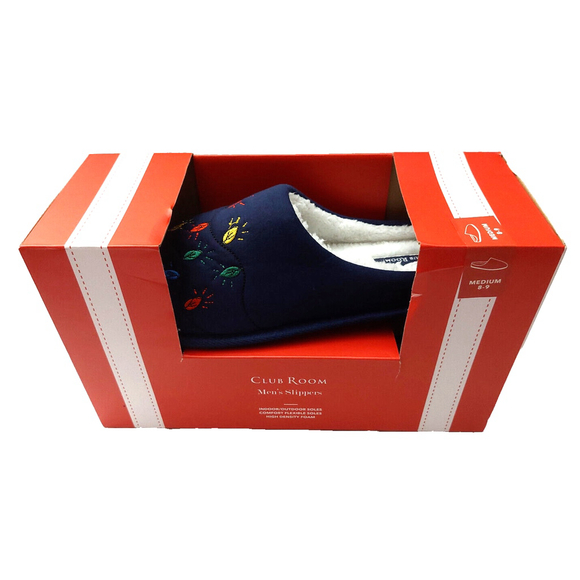 Club Room Men's Navy Blue Embroidered Indoor/Outdoor Slippers Size Medium 8-9 - Picture 13 of 16